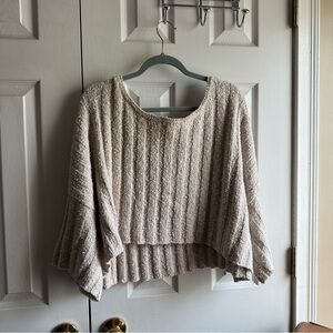 free people slouchy oatmeal chunky off the shoulder sweater top